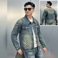 [ JEAN DENIM GUANGZHOU ] High Quality Blue JeanJacket - Extremely Stone Embossed Pattern Mix AK-765