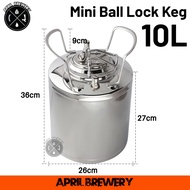 Stainless Steel Keg Tank 10L (2.6 Gallon)/6L (1.6 Mini Ball Lock For Beer Packaging Make Soda