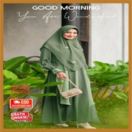 ADEN HIJAB GRETTA DRESS GREENARY SET KHIMAR CANTIK // GAMIS SYARI