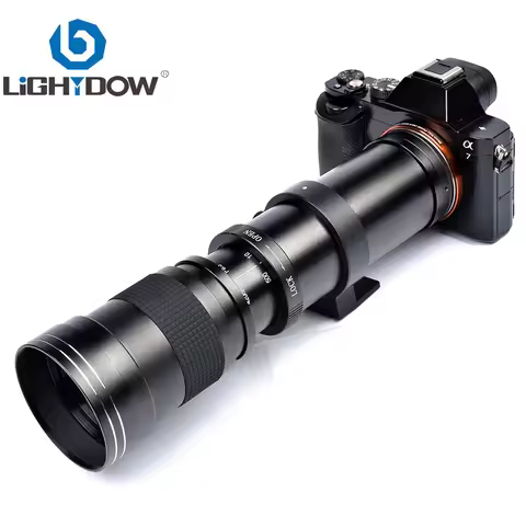 Lightdow Super Telephoto Manual Zoom Lens 420-800mm F8.3-16 With T2 Ring Adapter for Sony Canon Niko
