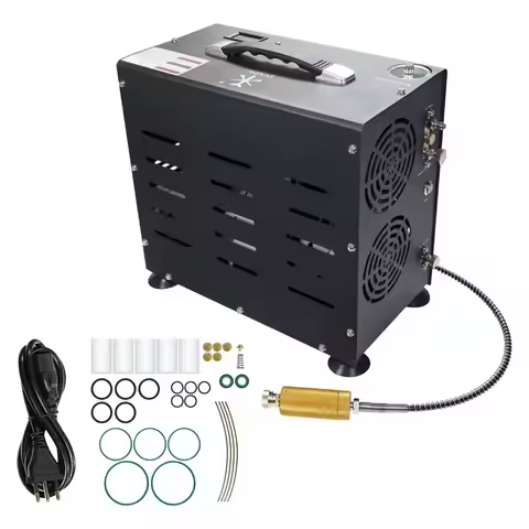 TUXING 4500Psi 300Bar PCP Air Compressor 800W Dual-Cylinder High Pressure Compressor Auto Stop Oil-f