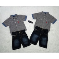 NewBorn Toodler Kids Baby Boy Polo Shirt & Guess Shortpants Outfit Clothing Set
