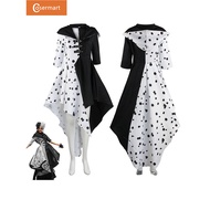 Black and White Cruella de Vil Witch Costume - Women's Cosplay Dress
