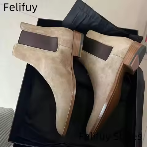 New 39~46 Men Chelsea Boots Brand Retro Comfortable Genuine Leather Ankle Boots Men 2025 Fashion Bla
