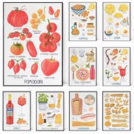 Egg Food Kitchen Hummus Pasta Alphabet Tomato Pizza Poster Print Canvas Painting Wall Art Pictures R