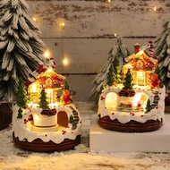 [ceight] Christmas Village Houses,Light Up Christmas Houses With Spinning Train & 8 Music,Resin Hous