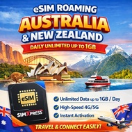 eSIM Roaming Australia, New Zealand Daily Unlimited 1GB Data| ESIM ROAMING | ESIM TRAVEL