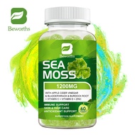 BEWORTHS Organic Sea Moss Gummies วิตามิน Superfood Skin Thyroid &amp; Joints Support Boost Energy for Adults &amp; Kids