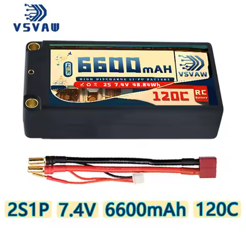 Upgradedl VSVAW 7.4V 2S 6600mAh 120C/240C HV Lipo Battery compatible with 1/10 remote control racing
