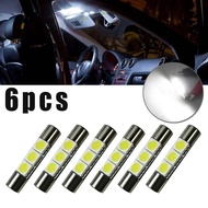 6 Pcs Car LED Bulb Sun Visor Makeup Mirror Lamps Xenon White 3SMD 6641 6614F Fuse Light 12 V Super B