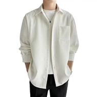 Men's Long Sleeved Shirt Korean Version Plain Youth Top M-4XL Outdoor Casual Shirt