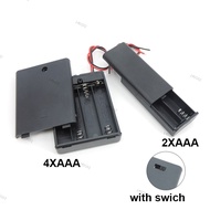 Black 2 4 Slot AAA Battery Holder Case Box 2xAAA 4XAAA 3v 6v 1.5v Leads ON/OFF Switch Cover Standard