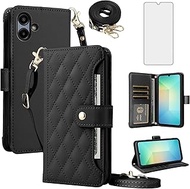 Furill Phone Case for Samsung Galaxy A06 5G Wallet Cell Cover with Tempered Glass Screen Protector S