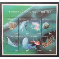 R144 Guyana 2000 Fauna Fish & Marine Life Tropical Treasures of The Sea XL Sheet of 8v MNH