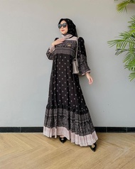 K-FASHION Gamis Set Hijab Aurey Terbaru 2024 Kekinian Baju Wanita Lebaran Model Baru Import Viral Pr