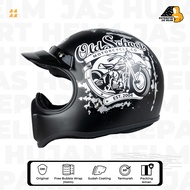 Cakil HBC Helmet Old Scholl Matt Black Doff Motif