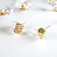 STAR STONE - CLEAN + 24K GOLD 玻璃原石耳環 透明+鍍24K真金