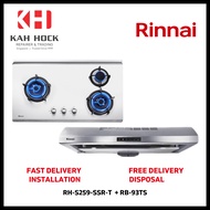 RINNAI RH-S259-SSR-T SLIMLINE HOOD + RB-93TS 3 BURNER STAINLESS STEEL BUILT-IN HOB BUNDLE