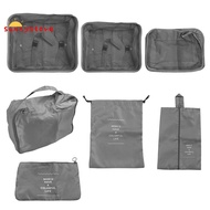 7PC Clothes Bag Set Packing Square Multifunctional Suitcase Organiser Suitcase Organiser Holiday Travel Square Grey