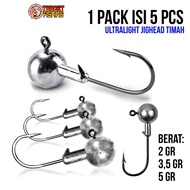 Ultralight Softlure Jig Head Hook (5pcs) Size 2gr 3.5gr 5gr Casting Fishing Hook For Softlure UL Aji