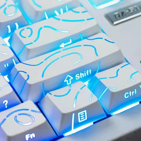 Contour 4.0 Side Engraved PBT Translucent 97 Key White Keycaps For Gaming Mechanical Keyboard Magnet