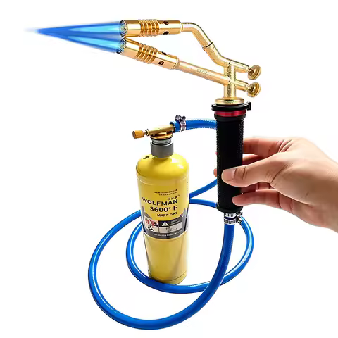 2000℃ Mapp Copper Tubes Welding Torch Dual Flames Butane Propane Gas Torch With Mapp Gas Bottle Conn