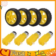 [Discount F]4PCS DC Electric Motor + Plastic TT Motor Tire Wheel Dual Shaft Gear Motor TT   for  Sma