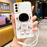 Astronaut Holder With Lanyard Plating Case For Samsung Galaxy S10 S10 Plus S20 S20 Ultra Note10 Note20 Ultra Plus