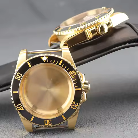200M Diving Gold 40mm SUB Watch Case Sapphire Crystal For Seiko NH35 NH36 NH38 NH34 4R36 Miyota8215 