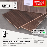 3mm Velvet Walnut 3D PVC 1-side laminated plywood (4ft x 8ft) | KH115 | Papan kayu DIY | Kiam Hing