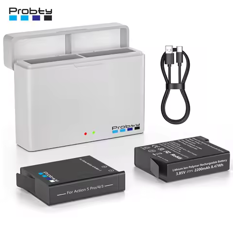 2200mAh For DJI Osmo Action 5 Pro Battery Action 3/4 Camera Batteries and 2 Slots Fast Charger Actio