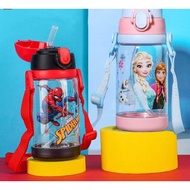 Spiderman, Princess elsa superhero water bottle 450ml with straw for kids