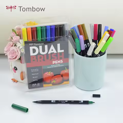 Japan TOMBOW ABT Soft Brush Watercolor Pen Dual Brush Calligraphy Pens Suit Double Head Markers Draw