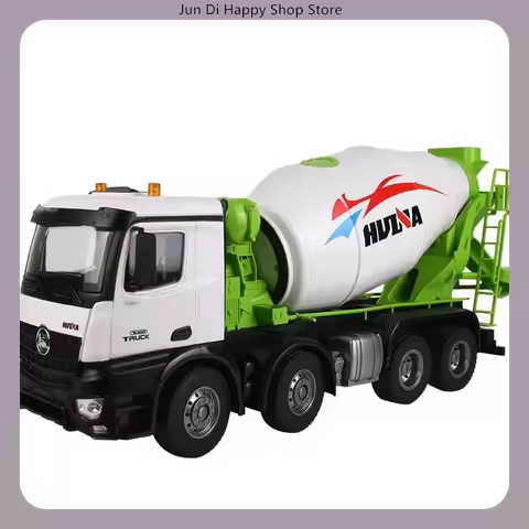 With Light Pull Back Rubber Tire Huina Electric Cement Mixer Truck Model Simulated Engineering Vehic