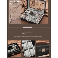 New Jogja Crafts ID - 8 Slot Watch Box Plus Jewelry Case With Safety Lock