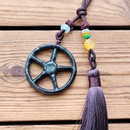 【親翠】天然翡翠 黑烏雞帥氣　特殊題材方向盤　包包吊飾 車掛