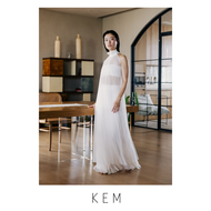 Kemissara  White tulle maxi top & pleated skirt & smock set ( Top & Skirt) (Pre Order 7-10 day)