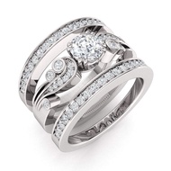 Diamondere Natural and Certified Gemstone and Diamond Engagement Ring Set in 14K White Gold | 0.95 C