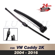 Wiper 16" Rear Wiper Blade &amp; Arm Set Kit Fit For VW Caddy 2K 2004-2016 2005 2006 2007 2008 Windshield Windscreen Rear Window