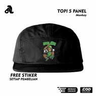 Aneela 5 Panel Hat Five Panel Snapback Hat Distro Panel Hat Men's Hat Cap monkey