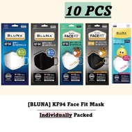 [Bluna] 10 PCS FDA approved Adult Facefit Adjustable 4Ply KF94 3D Face Mask White Black Kids Kid Mad