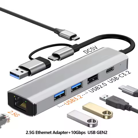 Tebe USB-A/USB-C 2.5G/1000Mbps Ethernet Adapter USB C to 2.5G Gigabit Ethernet 10Gbps Gen 2 USB 3.2 