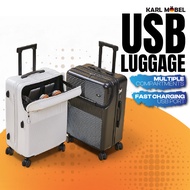 Luggage USB Travel Suitcase 20 24 26 inch Bagasi Bag Luggage Heavy Duty Boarding Travel Lightweight 