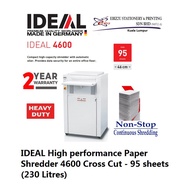 IDEAL High performance Paper Shredder 4600 Cross Cut - 95 sheets 230 Litres Mesin Penghancur Kertas)