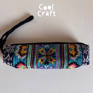 Hmong Cloth Bag Cylindrical Shape (Crazy Blue)