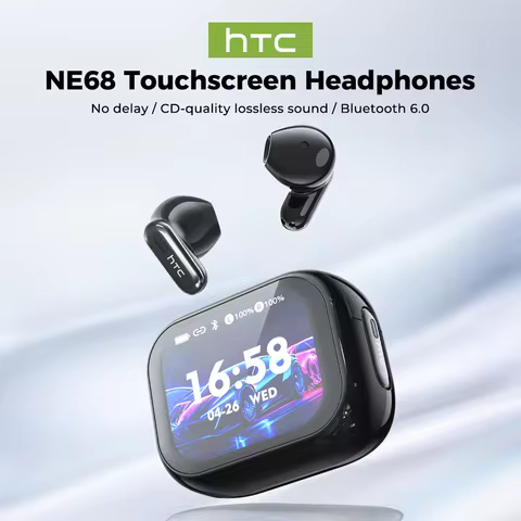 AI Translate Earphone Bluetooth HTC NE68 TWS Earbuds Smart LED Screen HiFi Sound Quality Noise Cance