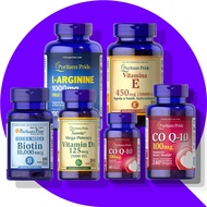 Puritan's Pride CoQ10 100mg, Heart Health, Blood Pressure | Biotin 10000mg | L-Arginine | Vitamin D3