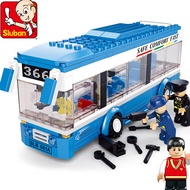 New Ready Stock Compatible sluban 0330 235pcs city bus building block 3 figures  Educational Toy gift For Kids Christmas Gift