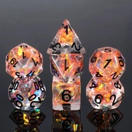 Phoenixs Flames Aurora Polyhedral Set | Dice Set of 7 | ลูกเต๋า Dice For DnD D&D MTG RPG TRPG เกมกระ