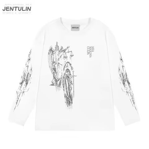 Oversized Men's Clothing Streetwear Atrium Print Autumn Hip Hop Korean Mea Maxima Culpa Long Sleeve 